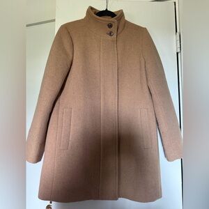 J. Crew Camel Wool-Blend Pea Coat with Stand Collar